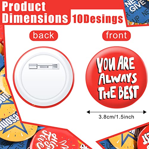Chinco 60 Pieces Reward Button Pins Recognition Buttons Round Mini Motivational Button Pins Reward Inspirational Encouraging Badges for Kids Students Workers Party Supplies 10 Styles - Image 3