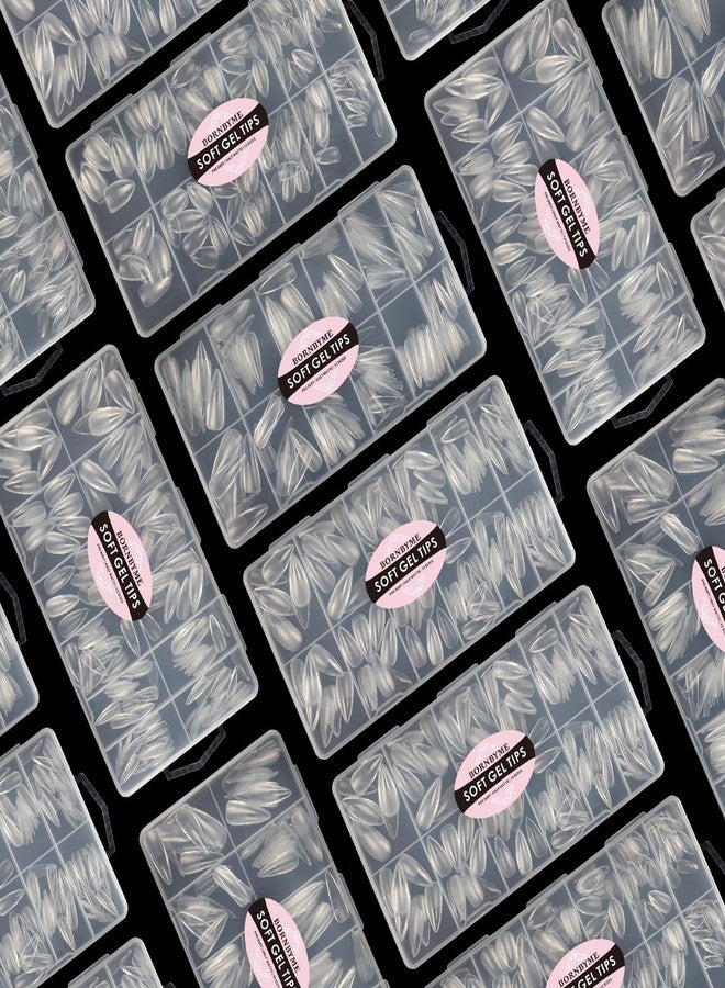 BORNBYME Medium Stiletto Soft Gel Nail Tips, BORNBYME 240 PCS Pre Buff Full Cover Shaped Nail Extenison Tips Half Matte Gel Nail Tips - Image 5