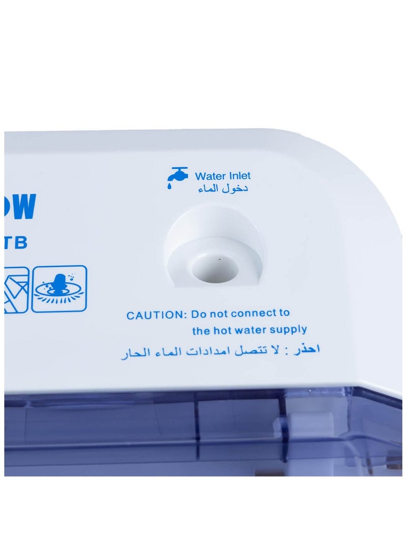 ارو غسالة ملابس نصف أوتوماتيكية بحوضين سعة 4.5 كجم | سعة دوران 4 كجم | توربو هوائي | هيكل مقاوم للصدأ | محرك موفر للطاقة | نافذة شفافة | تصميم كلاسيكي، مثالي للمنازل والشقق والفنادق مع ضمان لمدة عامين. - Image 4