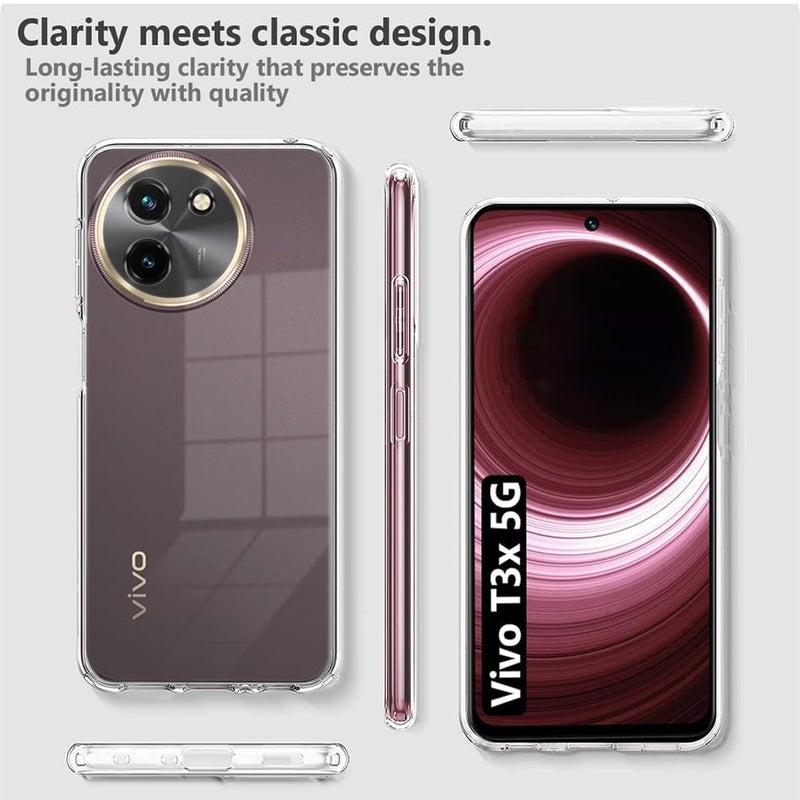 Nishtech غطاء خلفي شفاف هجين ناعم رفيع مضاد للغبار لجهاز Vivo T3X 5G (2024) مع حماية الكاميرا - Image 2