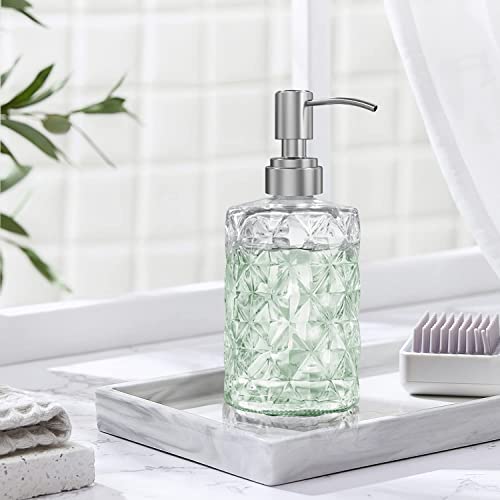Luxansa Pack of 4 Clear Glass Soap Dispenser Refillable Liquid Hand Soap Dispenser Bottle with Pump for Bathroom, Handwash Liquid Bottle, wash Basin Glass Sanitizer Hand Dish Dispenser, Lotion Dispenser for Kitchen (Diamond Design Soap Dispenser) - Image 3