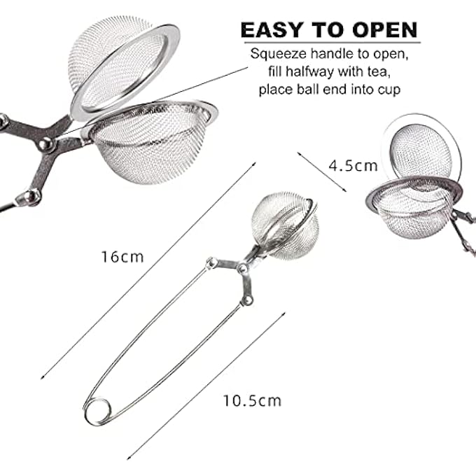 Funito 3 Pack Snap Ball Tea Strainer With Handle For Loose Leaf Tea And Mulling Spices Stainless Steel Strainer Perfect Pincer Tea Ball Infuser Tea Filter Tong - Image 3