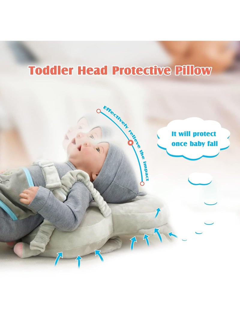 Taizz Ventures Baby Walker Head Protector - Adjustable Baby Head & Back Safety Cushion Backpack for Toddlers - Suitable for Ages 6 to 24 Months - Elephant Grey  - Image 3