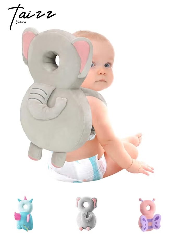 Taizz Ventures Baby Walker Head Protector - Adjustable Baby Head & Back Safety Cushion Backpack for Toddlers - Suitable for Ages 6 to 24 Months - Elephant Grey  - Image 1