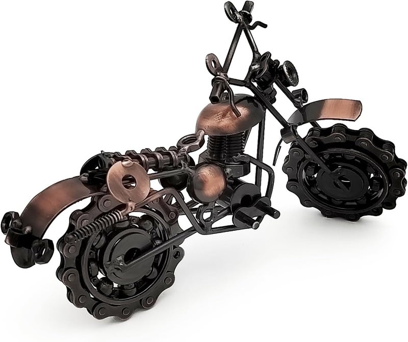 Tipmant Antique Vintage Motorcycle Model Retro Iron Metal Bicycle Vehicle Office Home Décor Room Desk Decoration Ornaments Handmade Handcrafts Collections (Motorcycle) - Image 2