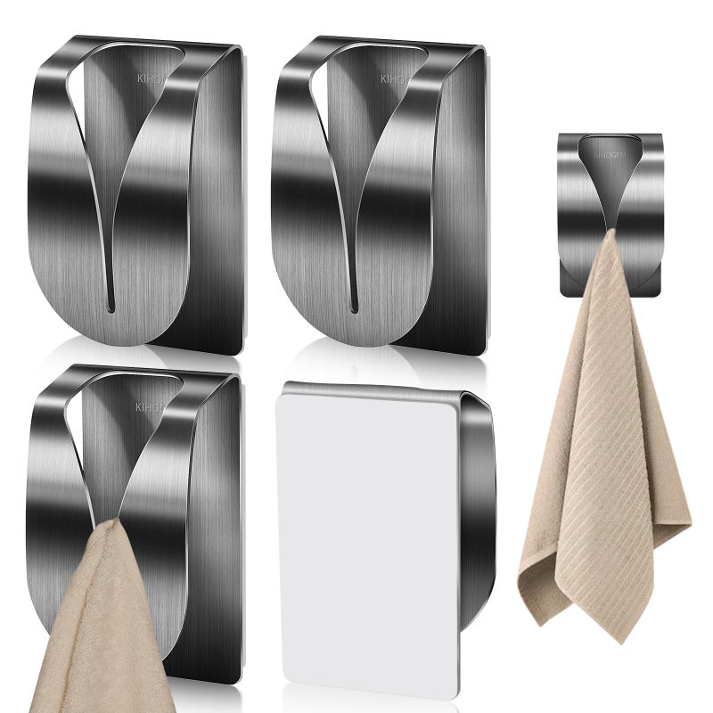 KIHOGEM 4Pcs Adhesive Kitchen Towel Holders, Stainless Steel Kitchen Towel Hooks Holder, Wall Mount Non Drilling Dish Towel Holder Hangers for Kitchen Bathroom Cabinet - Image 1