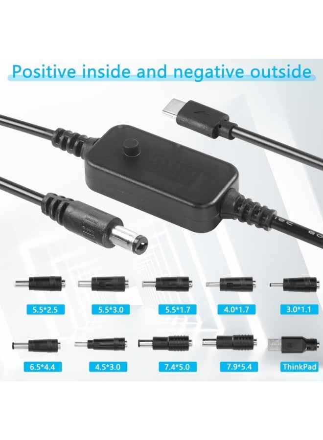 Type C To DC Fast Charging Adjustable Voltage Adapter With 10 Adapter Notebook Universal Connection Line-Color:Cable + 10 Adapters  - Image 3