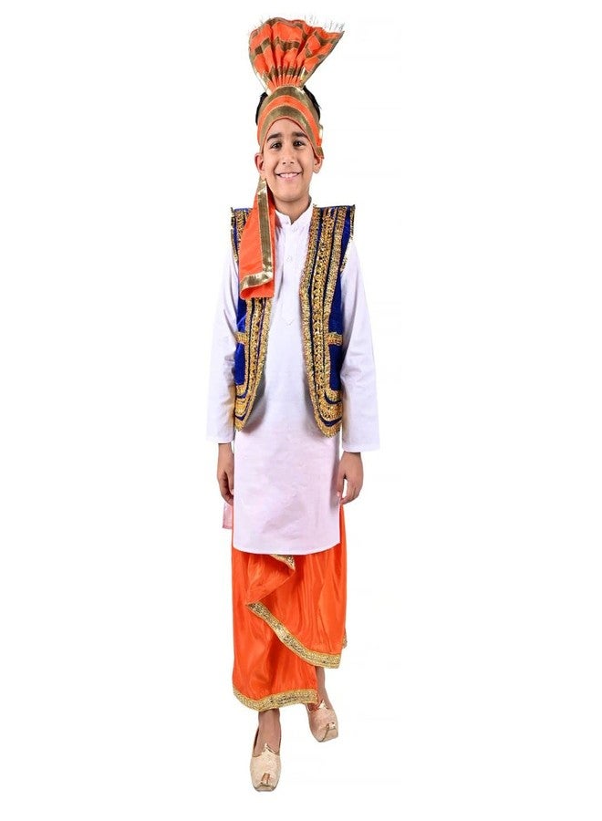 DESI ANDAAZ Punjabi Costume Dress Folk Dance Boys Set of 4(Kurta,Lungi,Jacket& Turra) Indian State Giddha Baisakhi Bhangra Dance Dress for Kids - Image 1