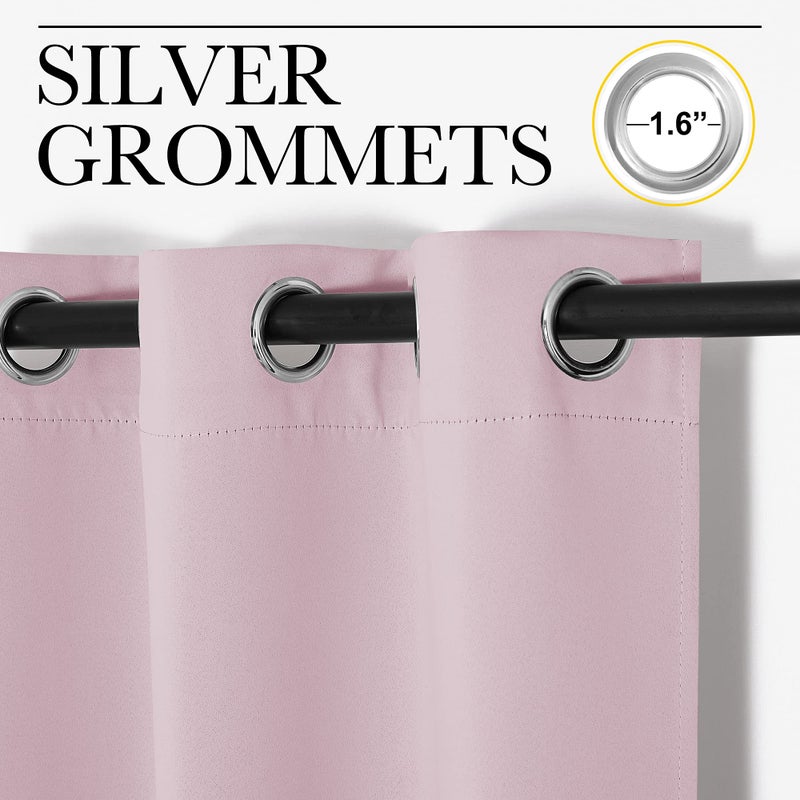 NICETOWN Blackout Draperies Curtains for Girls Room, Nursery Essential Thermal Insulated Grommet Blackout Panels (Lavender Pink, 1 Pair, 34" x 54") - Image 2