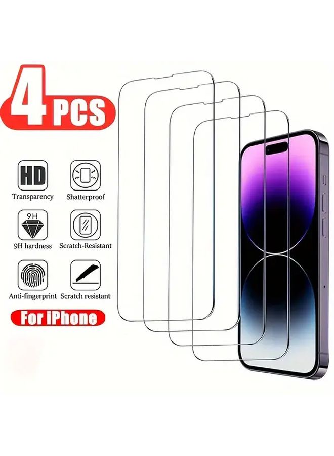 4Pcs Full Screen Tempered Glass Screen Protector For iPhone 14 Pro 9H Hardness - Image 1