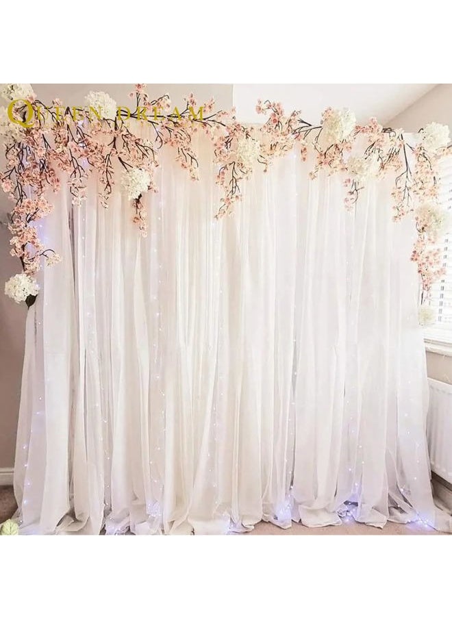 QueenDream - White Backdrop Curtains 10ft x 10ft Chiffon Photo Drapes for Wedding Birthday Parties Baby Decorations 2 Panels 5ft x 10ft - Image 1