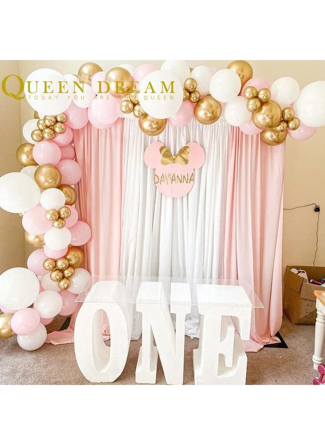 QueenDream - White Backdrop Curtains 10ft x 10ft Chiffon Photo Drapes for Wedding Birthday Parties Baby Decorations 2 Panels 5ft x 10ft - Image 1