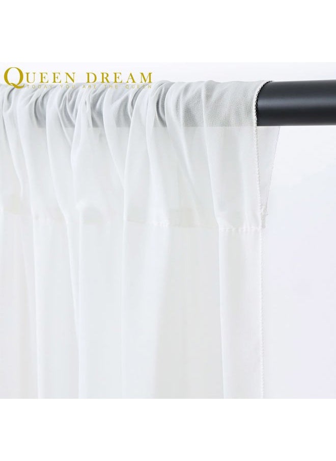 QueenDream - White Backdrop Curtains 10ft x 10ft Chiffon Photo Drapes for Wedding Birthday Parties Baby Decorations 2 Panels 5ft x 10ft - Image 1
