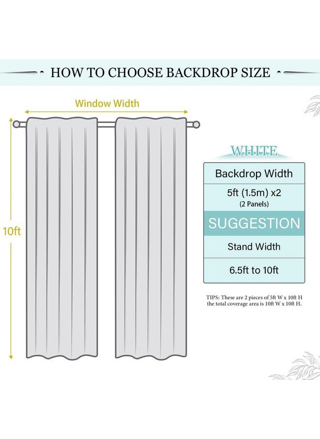 QueenDream - White Backdrop Curtains 10ft x 10ft Chiffon Photo Drapes for Wedding Birthday Parties Baby Decorations 2 Panels 5ft x 10ft - Image 1