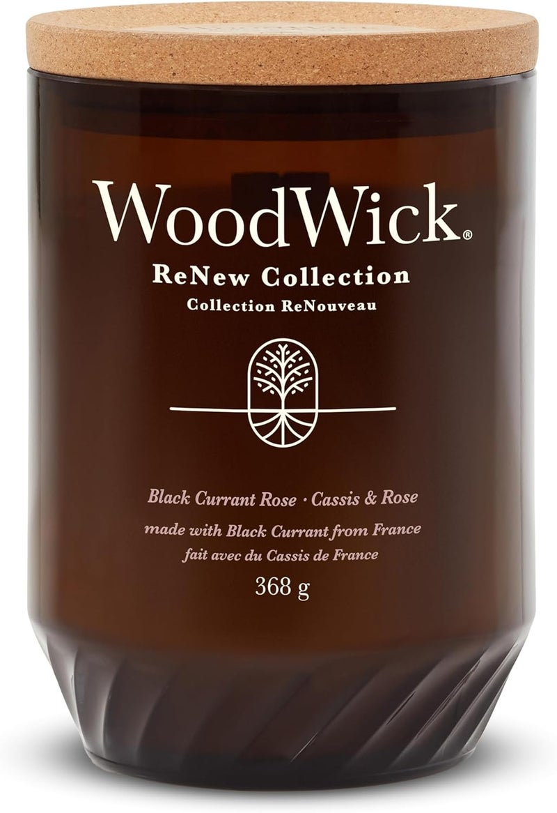 وودويك شمعة WoodWick Renew عطرية بفتيل متشقق | شمعة كبيرة الحجم بنكهة التوت الأسود والورد | مزيج من شمع الصويا وجوز الهند النباتي | مصنوعة من مواد معاد تدويرها - Image 1