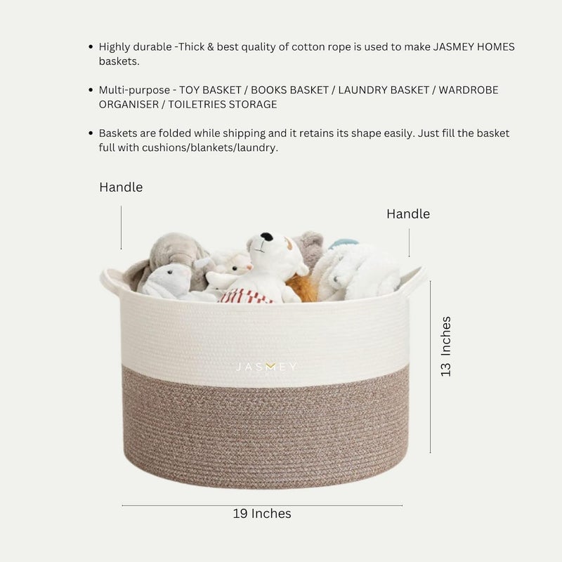 JASMEY HOMES Boho rope jute woven Shelf baskethamper baby nursery bucket organizer for kids toysfruits White Beige - Image 3