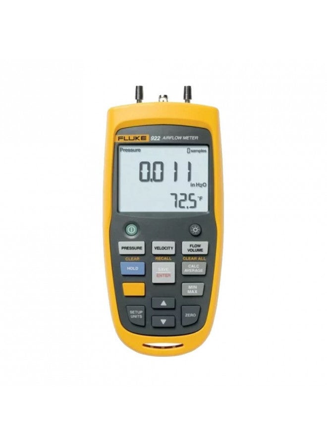 FLUKE Fluke 922 Airflow Micromanometer with Bright Backlit Display, +/- 0.6 psi Pressure, 16000 fpm Velocity, 99999 cfm Volume 