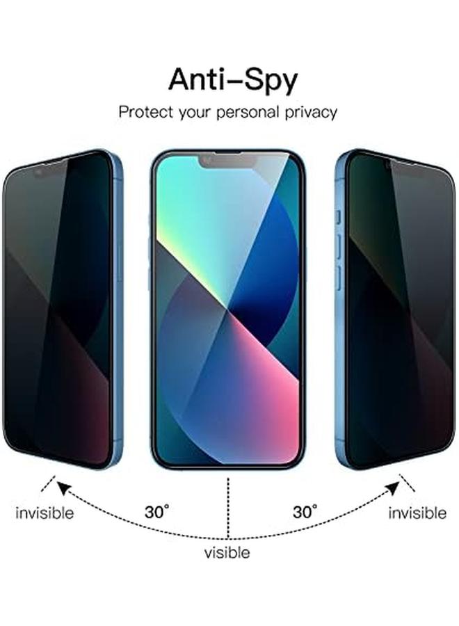 جي تيك واقي شاشة بتغطية كاملة للخصوصية لهاتف آيفون 13 13 برو مقاس 6.1 بوصة، غشاء زجاجي مقوى مضاد للتجسس من الحافة إلى الحافة، جراب صديق للبيئة، عبوتان - Image 2