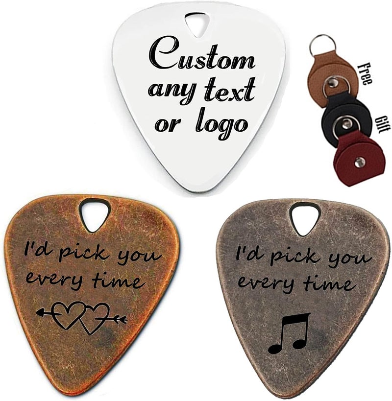 JUPPE Guitar Pick, Custom Guitar Pick Holder Storage Personalized Bronze Copper Stainless Steel Guitar Picks & Bass Picks Music Gift For Guitarist Him Her (Custom order) - Image 1