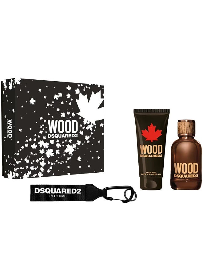 DSQUARED2 مجموعة Dsquared2 وود (م) أو دي تواليت 100 مل + جل استحمام 100 مل + حلقة مفاتيح سوداء