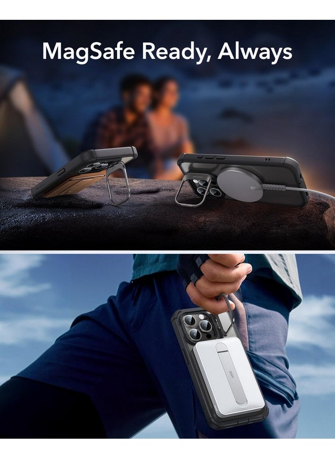 اي اس ار جراب ESR لهاتف iPhone 15 Pro، جراب MagSafe مقاوم للصدمات بالكامل، يتجاوز الحماية العسكرية، جراب هاتف TPU مغناطيسي لهاتف iPhone 15 Pro، جراب متين من جزأين مع حامل، سلسلة Armor، أسود شفاف  - Image 4