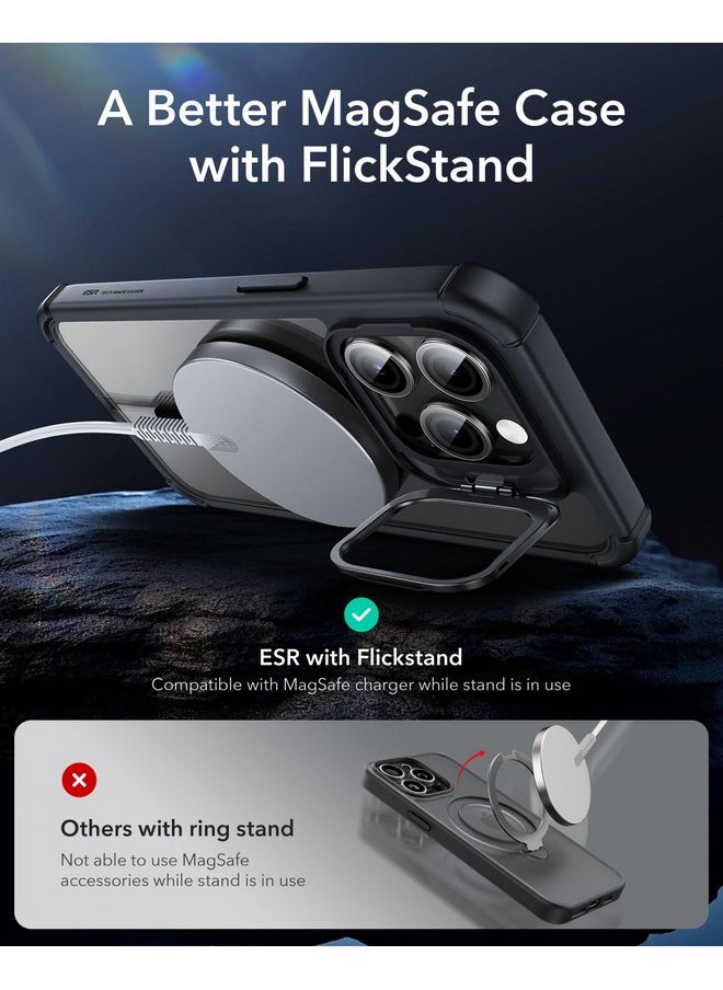 اي اس ار جراب ESR لهاتف iPhone 15 Pro، جراب MagSafe مقاوم للصدمات بالكامل، يتجاوز الحماية العسكرية، جراب هاتف TPU مغناطيسي لهاتف iPhone 15 Pro، جراب متين من جزأين مع حامل، سلسلة Armor، أسود شفاف  - Image 3