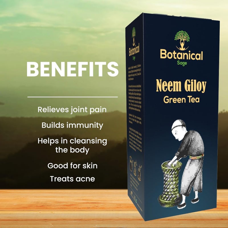 Botanical Sage- Neem giloy Green Tea 30 Pyramid Teabags | 30 Days Pack | Boosts Immunity | Luxury Tea | Selected - Image 3