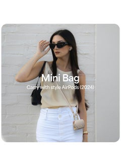 CYRILL Mini Bag Compatible with AirPods 4 Crossbody Case Cover for Airpods 4th Gen with Magnetic Snap Closure - Dark Beige  - Image 3