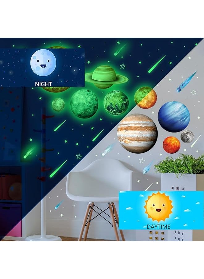 erorex - Glow In The Dark Stars And Planets For Ceiling 3D Realistic Solar System Wall Decal Stickers Bright Planet Sun Nursery Wall Sticker For Kids Space Decoration Birthday Gift For Boys - Image 1
