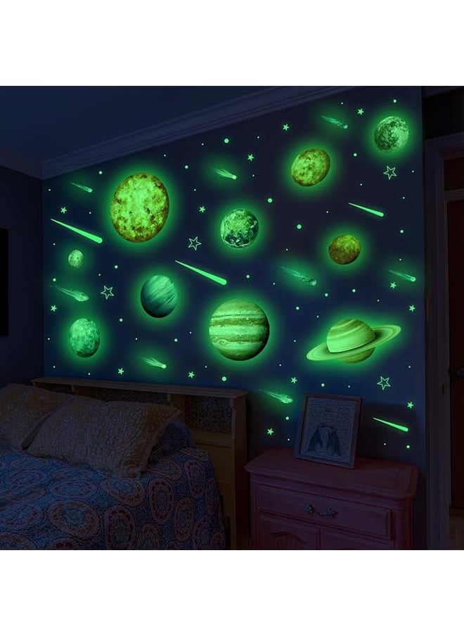 erorex - Glow In The Dark Stars And Planets For Ceiling 3D Realistic Solar System Wall Decal Stickers Bright Planet Sun Nursery Wall Sticker For Kids Space Decoration Birthday Gift For Boys - Image 1