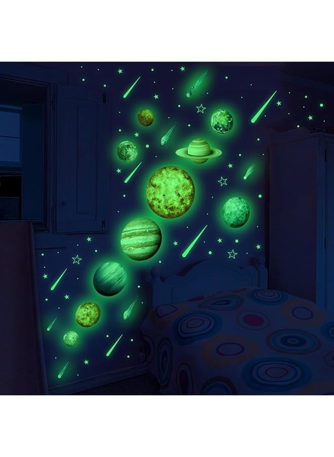 erorex - Glow In The Dark Stars And Planets For Ceiling 3D Realistic Solar System Wall Decal Stickers Bright Planet Sun Nursery Wall Sticker For Kids Space Decoration Birthday Gift For Boys - Image 1