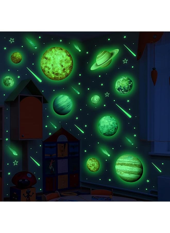 erorex - Glow In The Dark Stars And Planets For Ceiling 3D Realistic Solar System Wall Decal Stickers Bright Planet Sun Nursery Wall Sticker For Kids Space Decoration Birthday Gift For Boys - Image 1