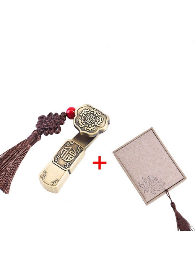 قرص U إبداعي على الطراز الصيني مطبوع عليه شعار هدية صندوق هدايا USB Flash Disk كمبيوتر محمول 64 Ruyi الثقافية الإبداعية القديمة قرص U - اللون: شخصية برونزية Ruyi U Disk + صندوق كتان - سعة التغليف: USB2.0 16 جيجابايت  - Image 1