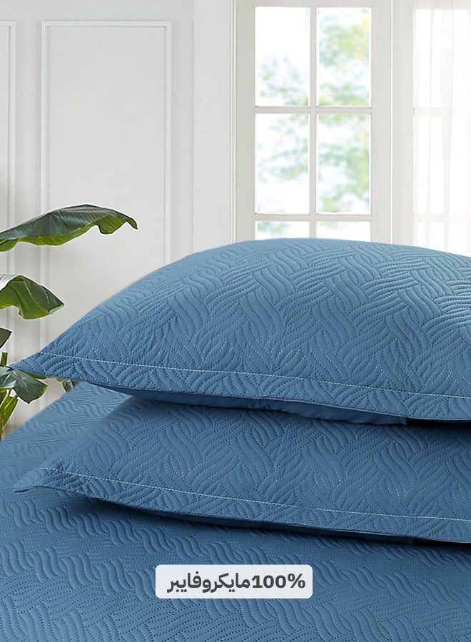 Inrest Home Inrest Bedding Set Summer Microfiber 100% Dark Blue Color King Size 220x240 cm - 3 Pcs - Image 3