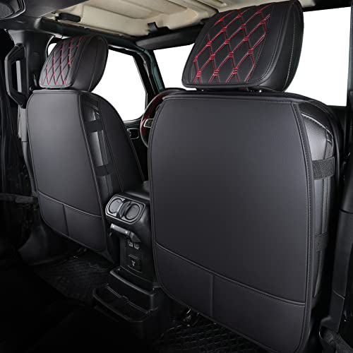 Aierxuan Jeep Wrangler JK JL 4-Door Seat Covers Full Set Custom Fit 2007-2025 Unlimited X Rubicon 392 Sahara Willys Sport High Altitude 4X4 Truck Pickup Waterproof Leather (Full Set/Black-R) - Image 2