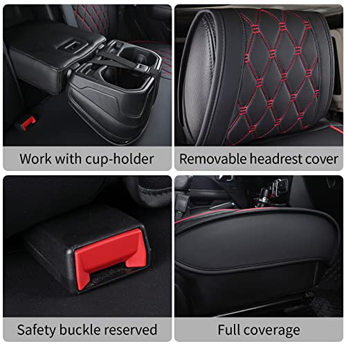 Aierxuan Jeep Wrangler JK JL 4-Door Seat Covers Full Set Custom Fit 2007-2025 Unlimited X Rubicon 392 Sahara Willys Sport High Altitude 4X4 Truck Pickup Waterproof Leather (Full Set/Black-R) - Image 5