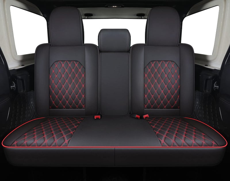 Aierxuan Jeep Wrangler JK JL 4-Door Seat Covers Full Set Custom Fit 2007-2025 Unlimited X Rubicon 392 Sahara Willys Sport High Altitude 4X4 Truck Pickup Waterproof Leather (Full Set/Black-R) - Image 3