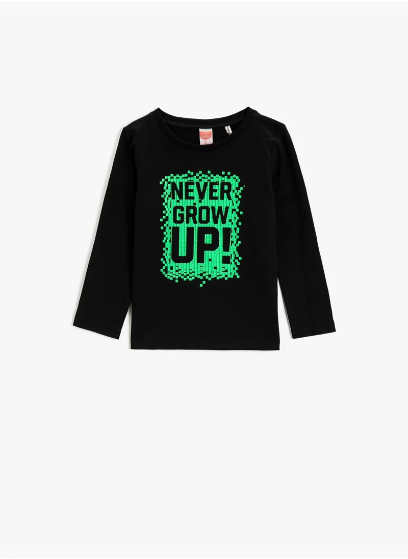 KOTON Long Sleeve T-Shirt Printed Cotton