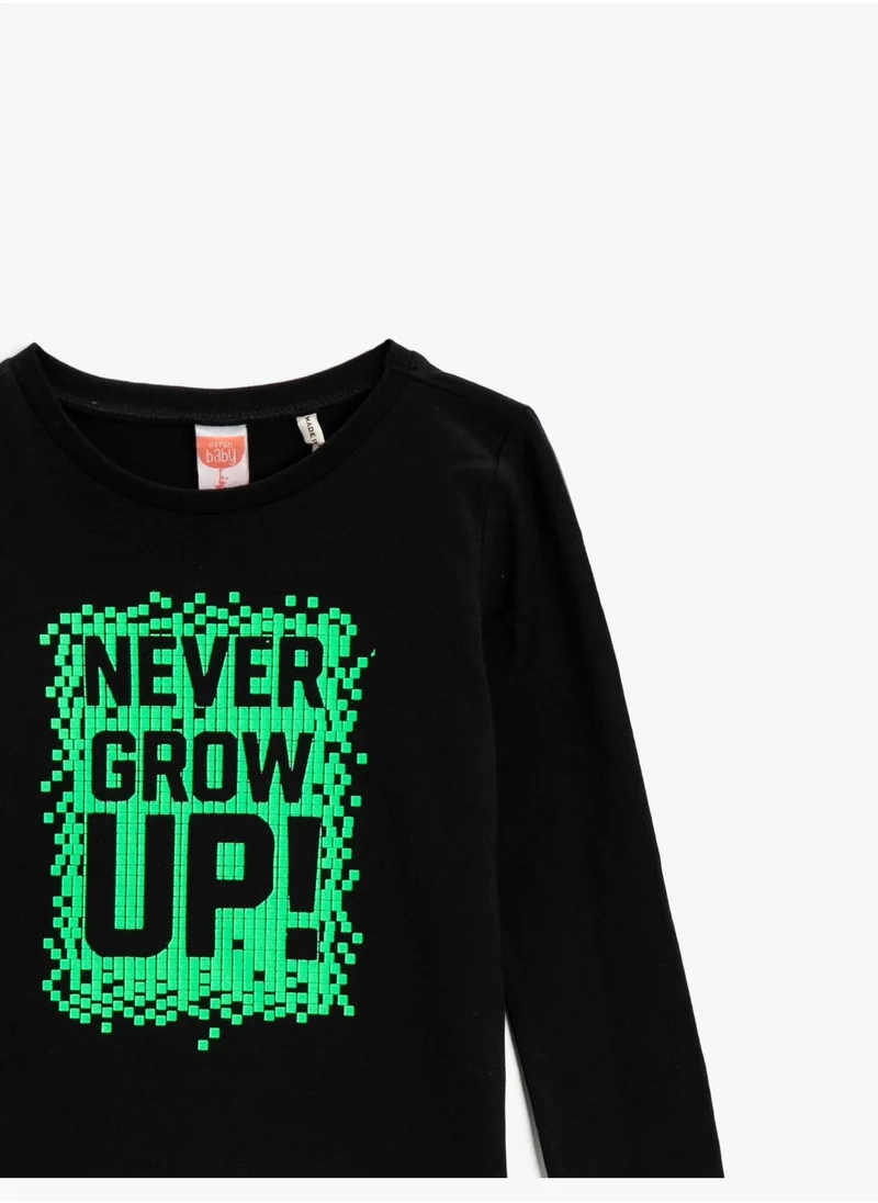 KOTON Long Sleeve T-Shirt Printed Cotton