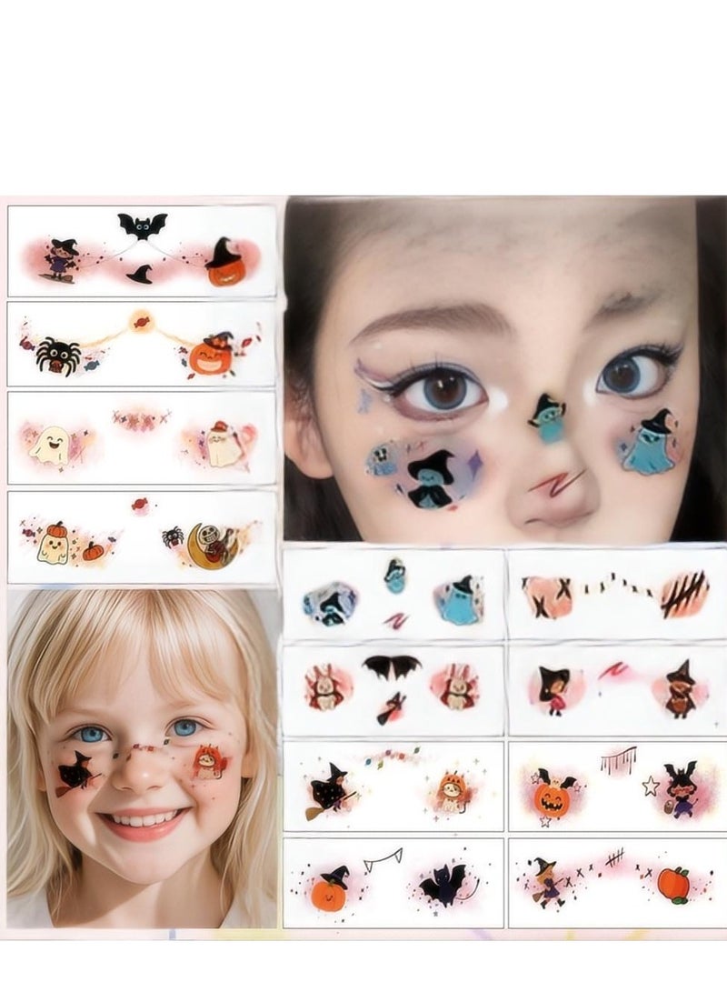 Halloween face painting stickers, festive decorations, 12 pieces, random styles - Image 1