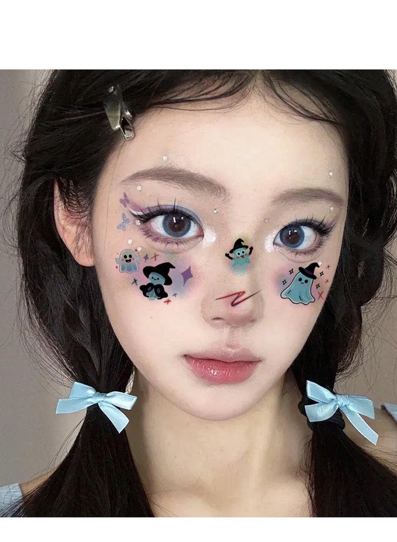 Halloween face painting stickers, festive decorations, 12 pieces, random styles - Image 4