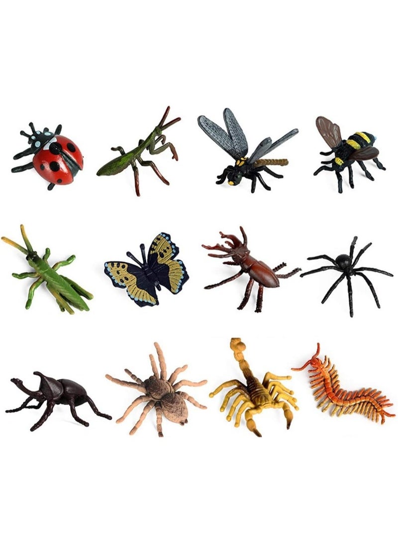 HALAMODO 12 Pcs Mini Insect Model Set, Realistic Solid Insect Toys , Mini Insect Action Figure, Educational Cognitive Toys, Micro Cake Topper Decor,  Party Birthday Gift Collection, 4*3*1 cm - Image 1
