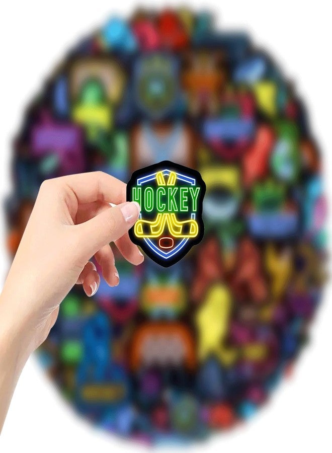 DYDSZDDYBF 120PCS Neon Ice Hockey Stickers, Hockey Party Favors & Birthday Decorations Sports Theme Party Supplies Hockey Team Gifts Vinyl Waterproof Decorative Decals for Water Bottle Luggage Journal Helmet - Image 3