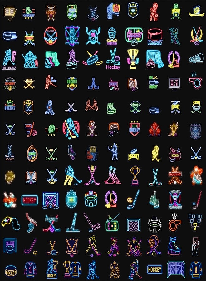 DYDSZDDYBF 120PCS Neon Ice Hockey Stickers, Hockey Party Favors & Birthday Decorations Sports Theme Party Supplies Hockey Team Gifts Vinyl Waterproof Decorative Decals for Water Bottle Luggage Journal Helmet - Image 4
