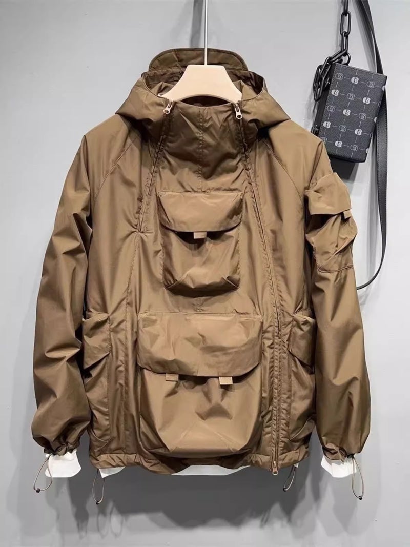 High Quality Japanese Style Double Zipper Jacket For Men And Women Couple New Windproof Waterproof Sports Loose Jacket - Image 2
