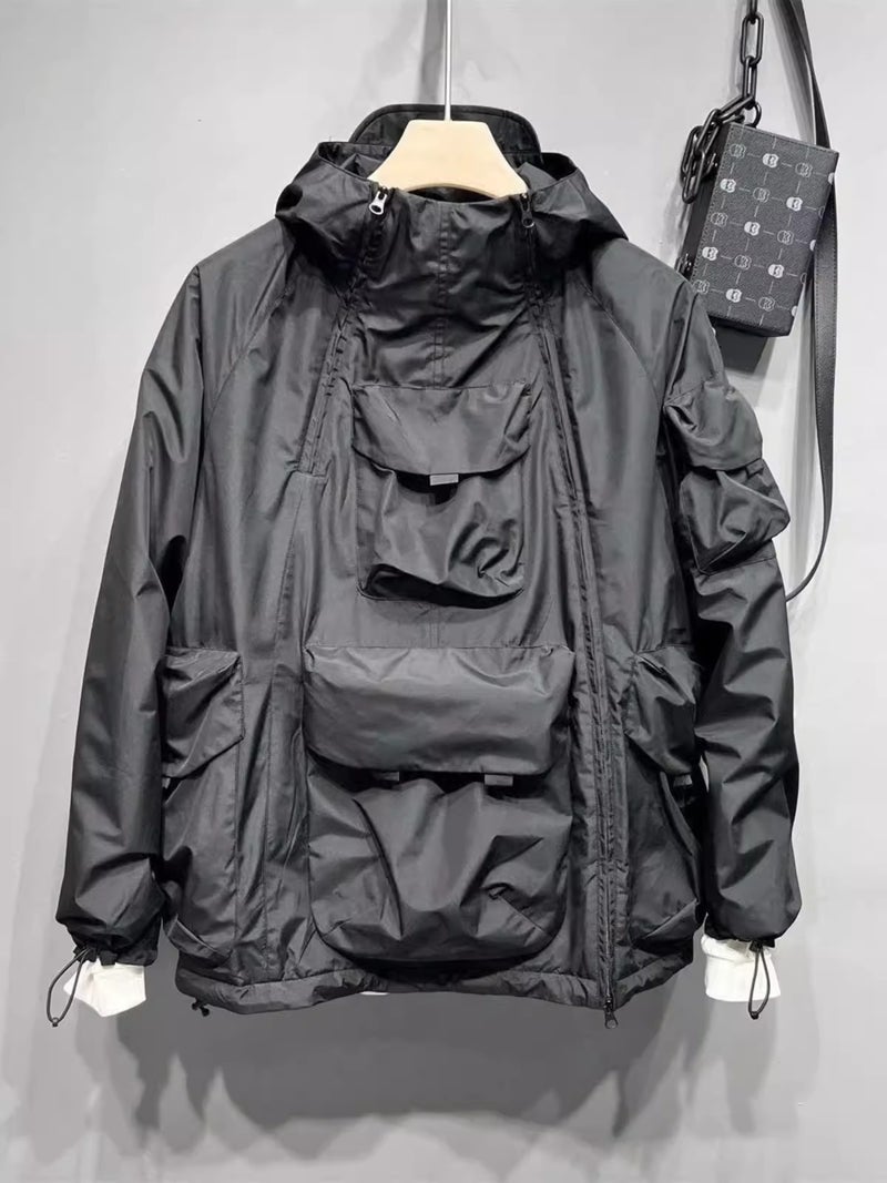 High Quality Japanese Style Double Zipper Jacket For Men And Women Couple New Windproof Waterproof Sports Loose Jacket - Image 4
