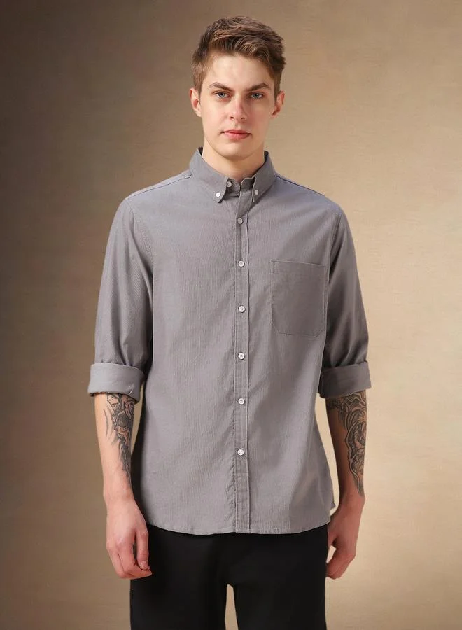 Dennis Lingo Men Button-Down Collar Relaxed Fit Casual Shirt