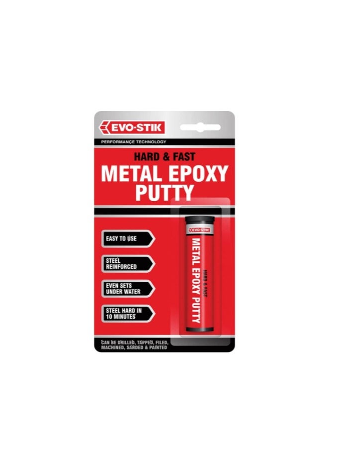 EVO-STIK Hard & Fast Metal Epoxy Putty, Sets Steel Hard in 10 Minutes, Colour: Grey, 50g stick  - Image 4