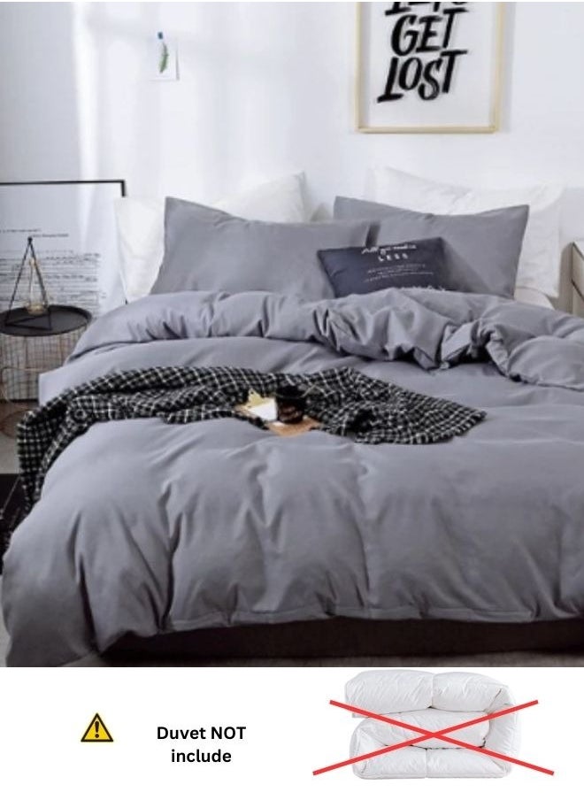 LUNA Home - King size 6 Piece Bedding Set Without Filler Plain Anchor Grey - Image 1