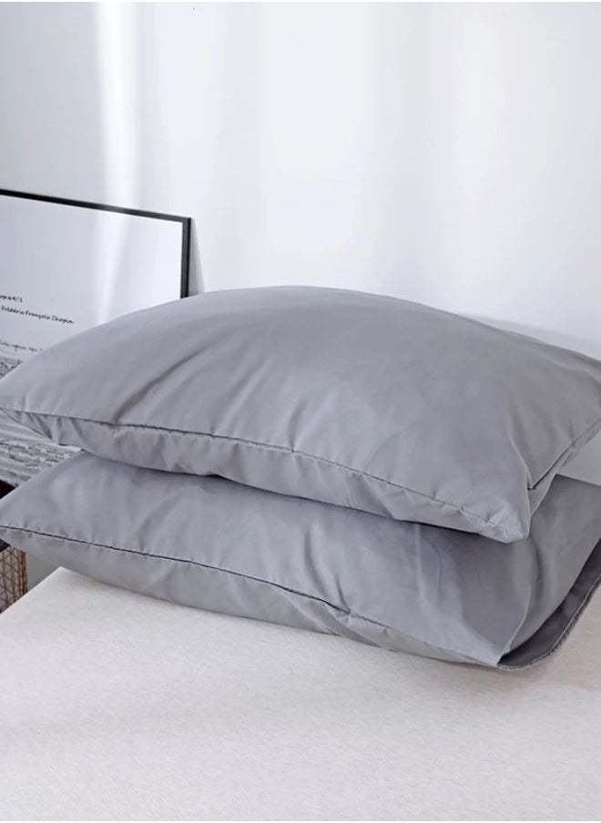 LUNA Home - King size 6 Piece Bedding Set Without Filler Plain Anchor Grey - Image 1